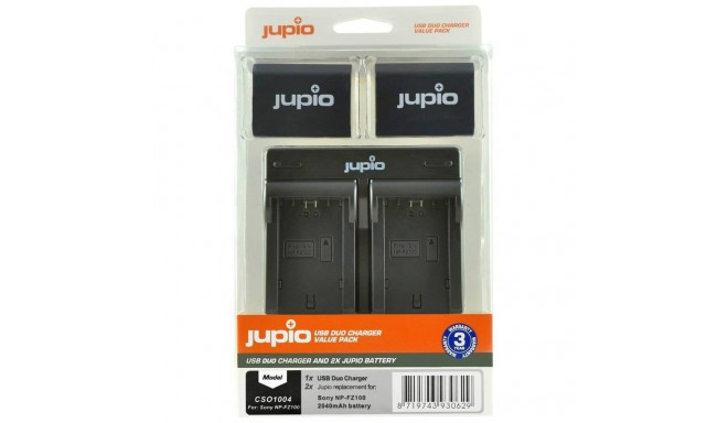 Jupio Value Pack komplekts: 2X NP-FZ100 akumulators ar 2040mAh ietilpību + USB dubultais lādētājs