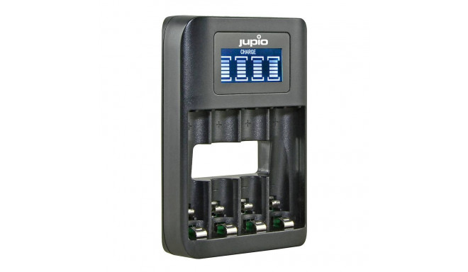 Jupio USB ātrais lādētājs 4xAA/AAA baterijām ar LCD displeju