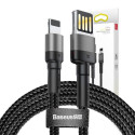 Lightning USB cable (reversible) Baseus Cafule 2.4A 1m (gray-black)