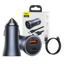 Baseus Golden Contactor Pro car charger, USB + USB-C, QC4.0+, PD, SCP, 40W (gray)