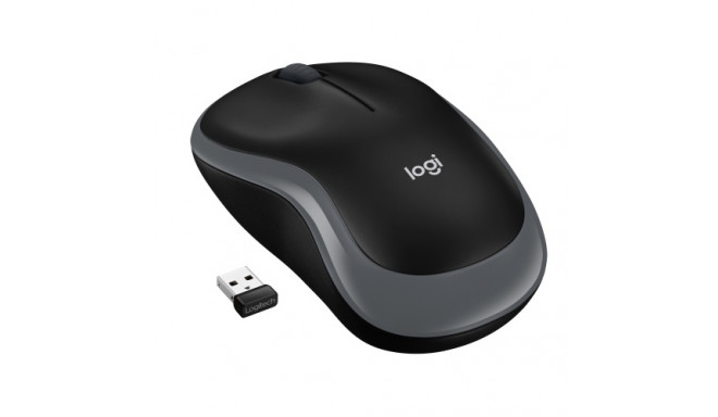 Logitech M185 Wireless Mouse, RF Wireless, 1000 DPI, Black/Grey