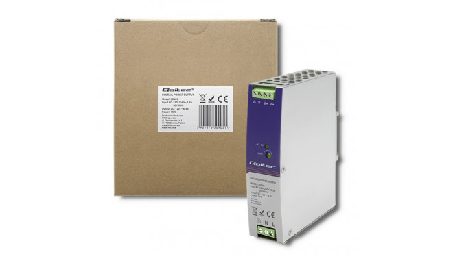 Qoltec 50905 Industrial DIN rail power supply | 75W | 12V | 6.3A