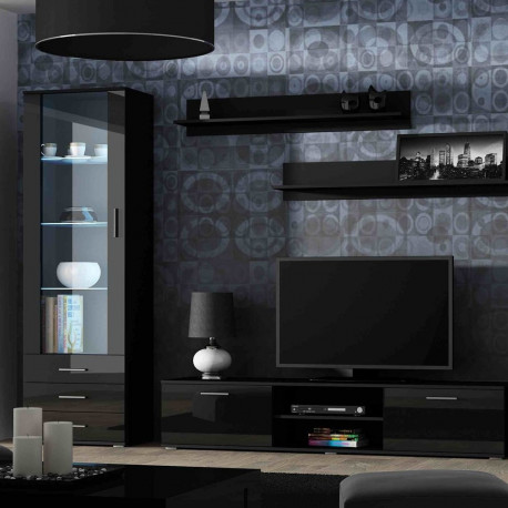 SOHO 4 komplekt (RTV180 kapp + 2x S1 kapp + riiulid) must/läikiv must