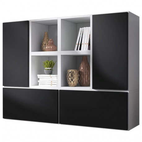 Cama elutoa mööblikomplekt ROCO 19 (4xRO3 + 4xRO6) valge/valge/must