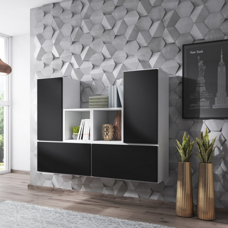 Cama elutoa mööblikomplekt ROCO 18 (4xRO3 + 2xRO6) valge/valge/must