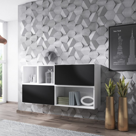 Cama elutoa mööblikomplekt ROCO 15 (RO4+2xRO3+2xRO6) valge/valge/must