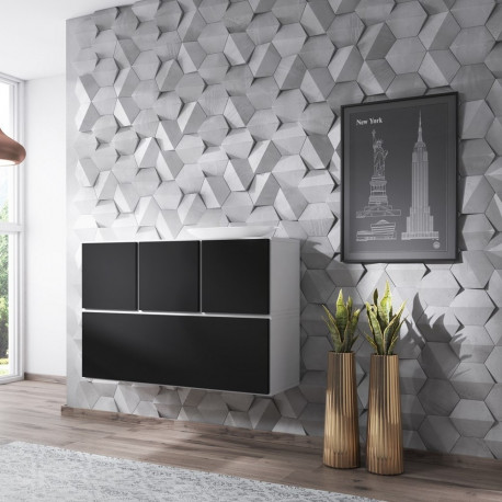 Cama elutoa mööblikomplekt ROCO 13 (RO1 + 3xRO5) valge/valge/must