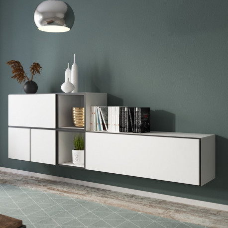 Cama elutoa mööblikomplekt ROCO 9 (RO1+RO3+2xRO6+2xRO5) valge/must/valge