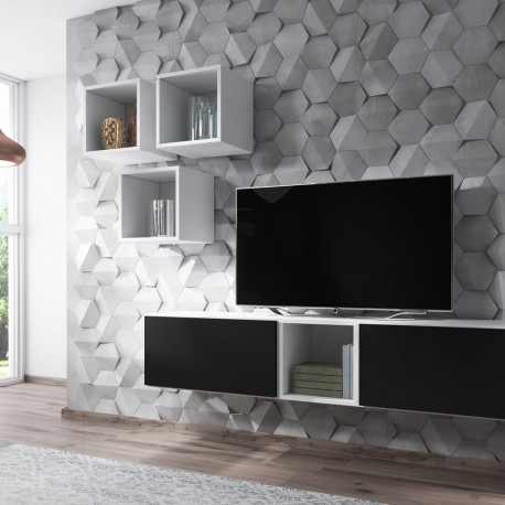 Cama elutoa mööblikomplekt ROCO 8 (2xRO3 + 4xRO6) valge/valge/must