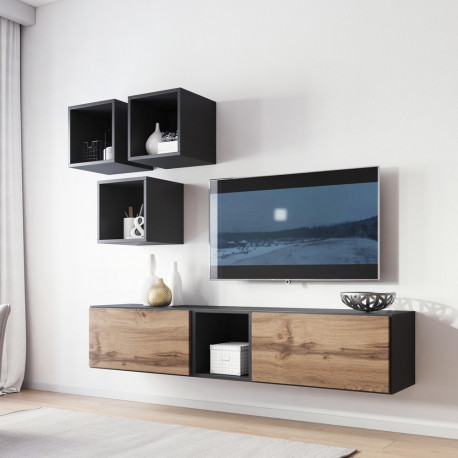 Cama elutoa mööblikomplekt ROCO 8 (2xRO3 + 4xRO6) antratsiit/wotan tamm