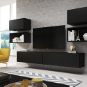 Cama living room furniture set ROCO 3 (2xRO3+2xRO4+2xRO1) black/black/black