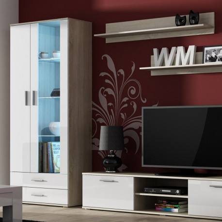 SOHO 8 komplekt (RTV180 kapp + S6 + riiulid) sonoma tamm / valge läikiv