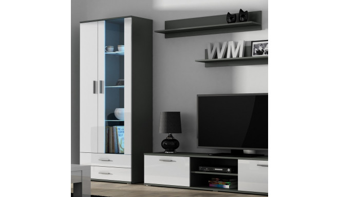 SOHO 8 set (TV180 cabinet + S6 + shelves) Grey / White glossy
