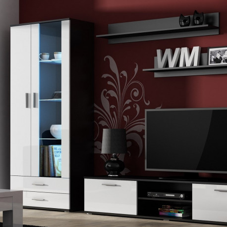 SOHO 8 komplekt (TV180 kapp + S6 + riiulid) must / valge läikiv