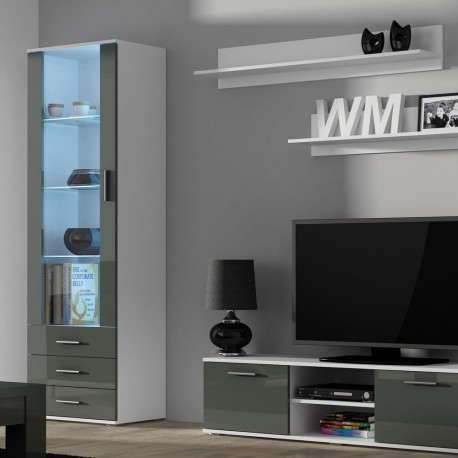 SOHO 7 komplekt (RTV140 kapp + S1 kapp + riiulid) valge / läikiv hall