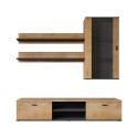 Cama SOHO 5 set (RTV180 cabinet + wall unit + shelves) oak lefkas + black