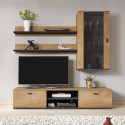 Cama SOHO 5 set (RTV180 cabinet + wall unit + shelves) oak lefkas + black