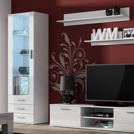 mööblikomplekt SOHO 1 (RTV180 kapp + S1 kapp + riiulid) valge/valge läikiv