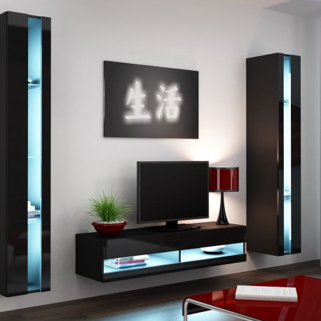 Cama Living room cabinet set VIGO NEW 12 black/black gloss