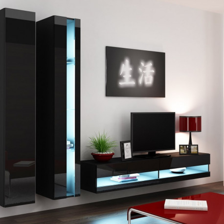 Cama Living room cabinet set VIGO NEW 5 black/black gloss