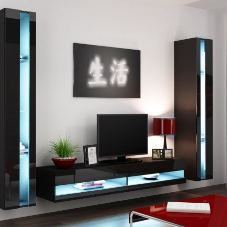 Cama Living room cabinet set VIGO NEW 3 black/black gloss