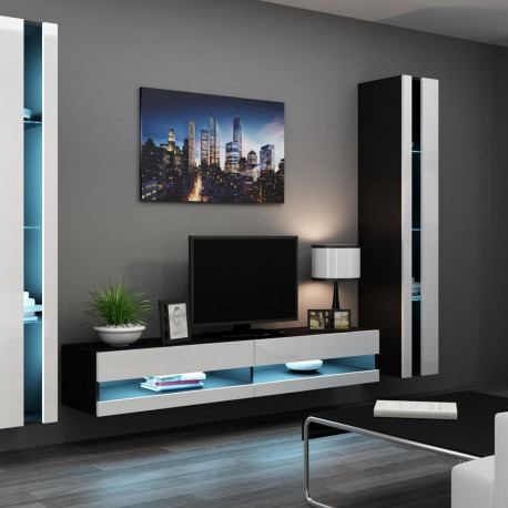 Cama Living room cabinet set VIGO NEW 3 black/white gloss