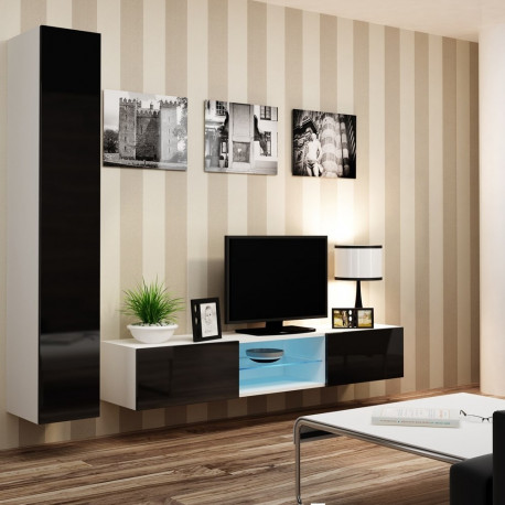 Cama Living room cabinet set VIGO 21 white/black gloss