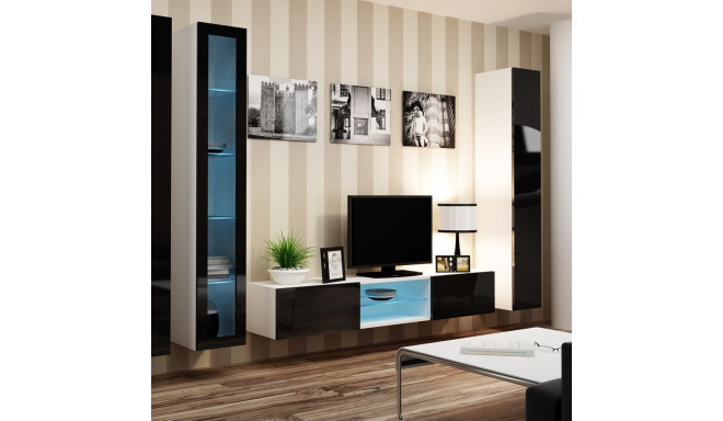 Cama Living room cabinet set VIGO 17 white/black gloss