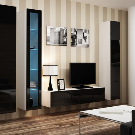 Cama Living room cabinet set VIGO 15 white/black gloss