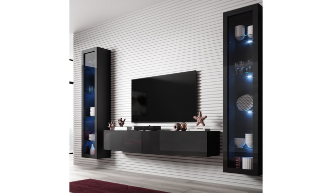 Cama Living room cabinet set VIGO SLANT 6 black/black gloss