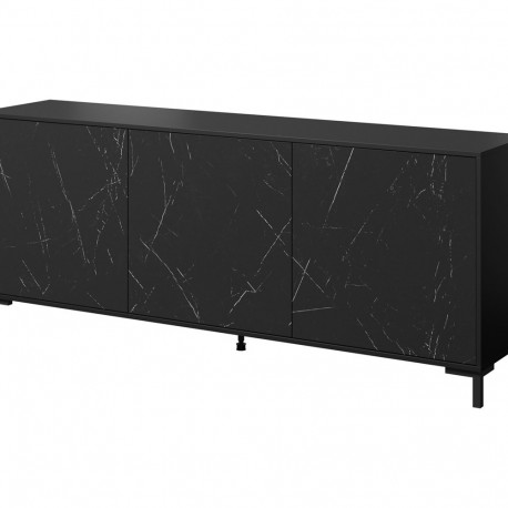 MARMO 3D kummut 200x45x80,5 cm matt must/marmor must