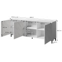 MARMO 3D chest of drawers 200x45x80,5 cm matte black/marble black MARMO 3D chest of drawers 200x45x80,5 cm matte black/marble black