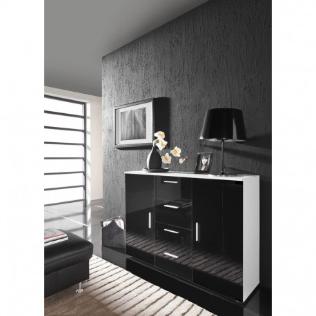 Cama elutoa kummut UNI BLACK valge/must läikiv