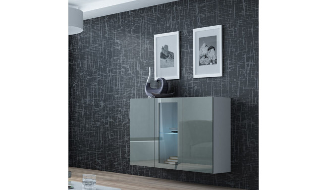 Cama VIGO 90/120/38 valge/hall läikiv kummut