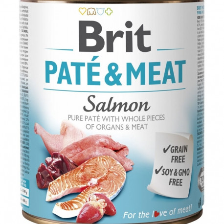 BRIT Paté & Meat with Salmon - wet dog food - 800g