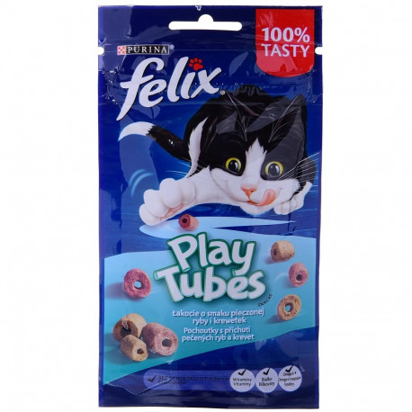 FELIX Play Tubes kala, krevett kuiv kassitoit 50 g