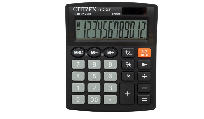 CITIZEN CALCULATOR OFFICE SDC-812NR, 12-DIGIT, 127X105MM, BLACK