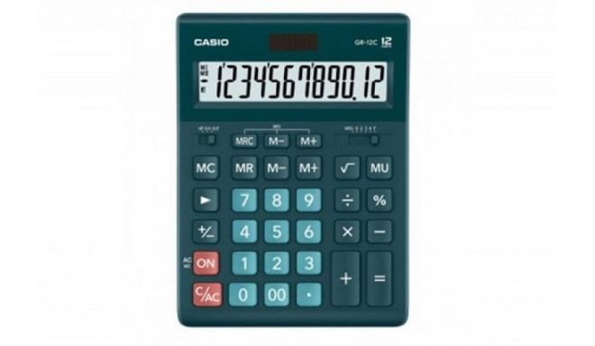 CASIO CALCULATOR OFFICE GR-12C-DG GREEN, 12-DIGIT DISPLAY