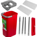 Flat Mop + Bucket + Telescopic Pole + 2 x Microfibre Pad 5.7L Floor Cleaning XXL Set Rotating Head