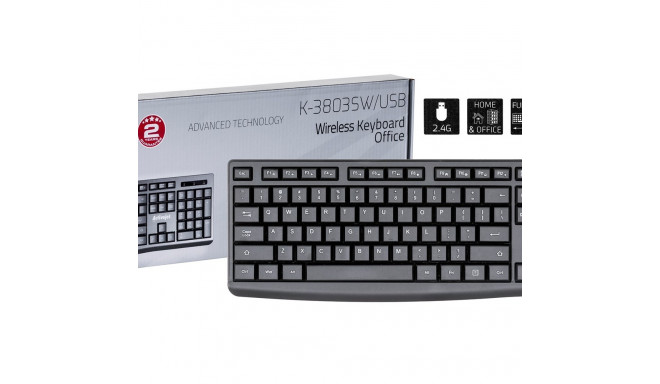 Activejet K-3803SW Keyboard wireless battery powered by 1x 1.5V AAA black