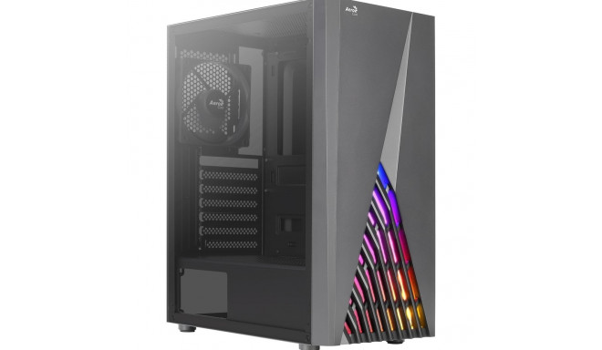 Aerocool DELTABKV1 ATX PC Case RGB Front Full Side Window 12cm Fan Black