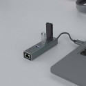 Savio AK-57 USB-A - 3 x USB-A HUB with RJ-45 Gigabit Ethernet adapter 5000 Mbit/s grey USB 3.2 Gen 1