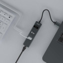 Savio AK-57 USB-A - 3 x USB-A HUB with RJ-45 Gigabit Ethernet adapter 5000 Mbit/s grey USB 3.2 Gen 1