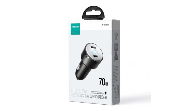 Joyroom Car Charger with Digital Display, U+C, QC 3.0, PD, 70W, Black (JR-CCD02)