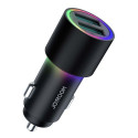Joyroom Car Charger U+U, 24W, LED Light, Black (JR-CL10)