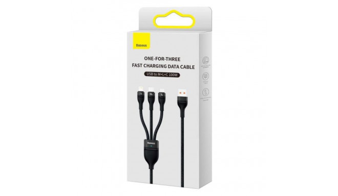 Baseus Universal Flash Series 3-in-1 Fast Charging Data Cable (USB-A to Micro + Lightning + Type-C) 