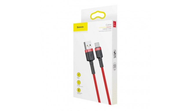 Baseus Type-C Cafule Cable 3A 0.5m Red + Red (CATKLF-A09)