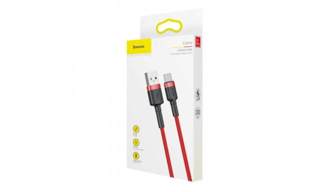 Baseus Type-C Cafule Cable 2A 2m Red + Red (CATKLF-C09)