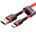 Baseus Type-C Cafule Cable 3A 0.5m Red + Red (CATKLF-A09)