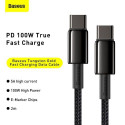Baseus Type-C - Type-C cable Tungsten Gold Fast charging and data 100W (20V/5A) 2m Black (CATWJ-A01)